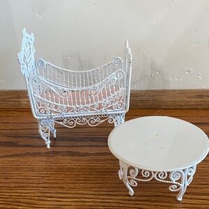 White Ornate Miniature Furniture Set